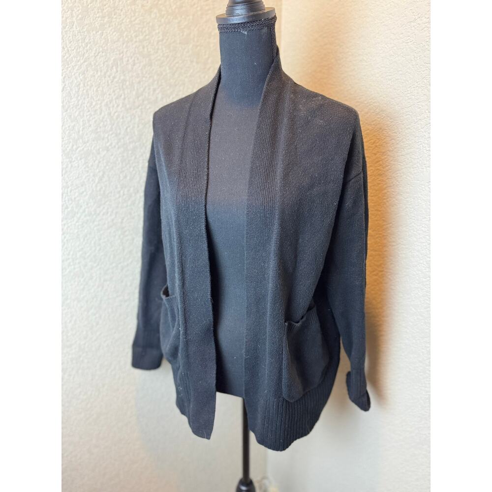 A‎ New Day XS Black Open Front Cardigan Sweater Knit Pockets Casual